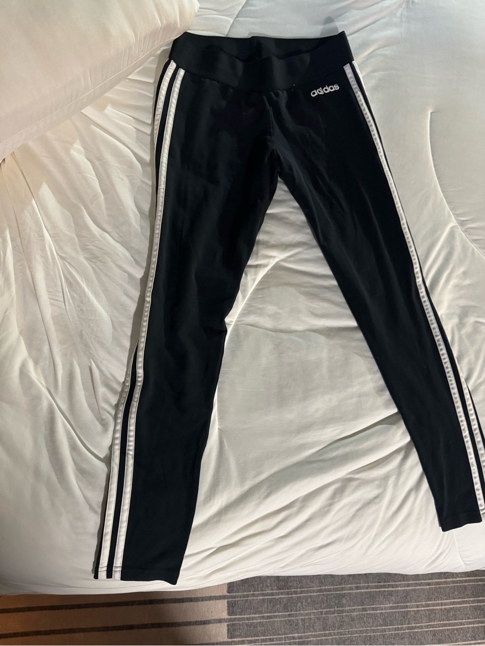 adidas Black Leggings with White Side Stripes